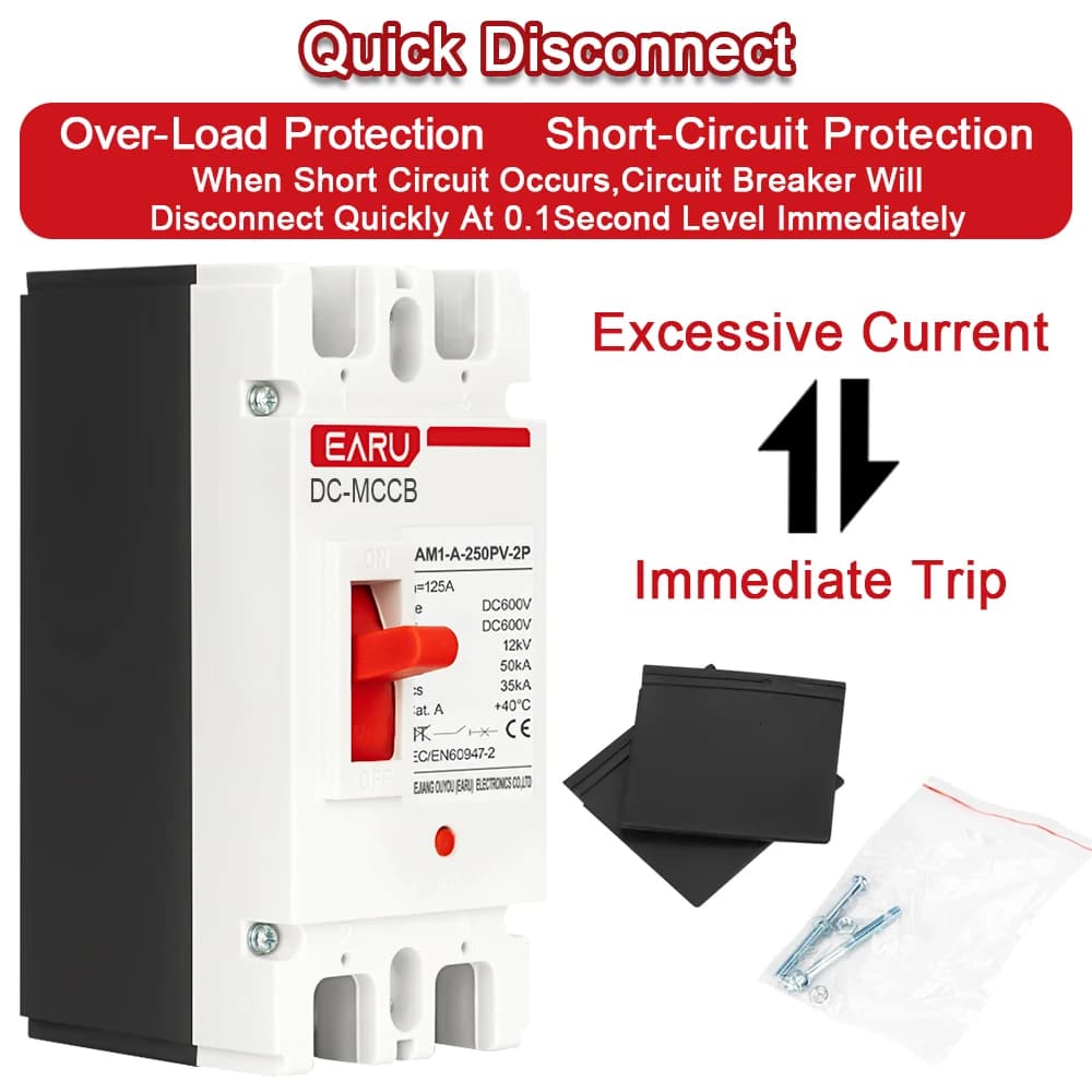 Solar PV Molded Case Circuit Breaker | 125A-250A | 300V-600V DC Overload Protection - Thumbnail 3