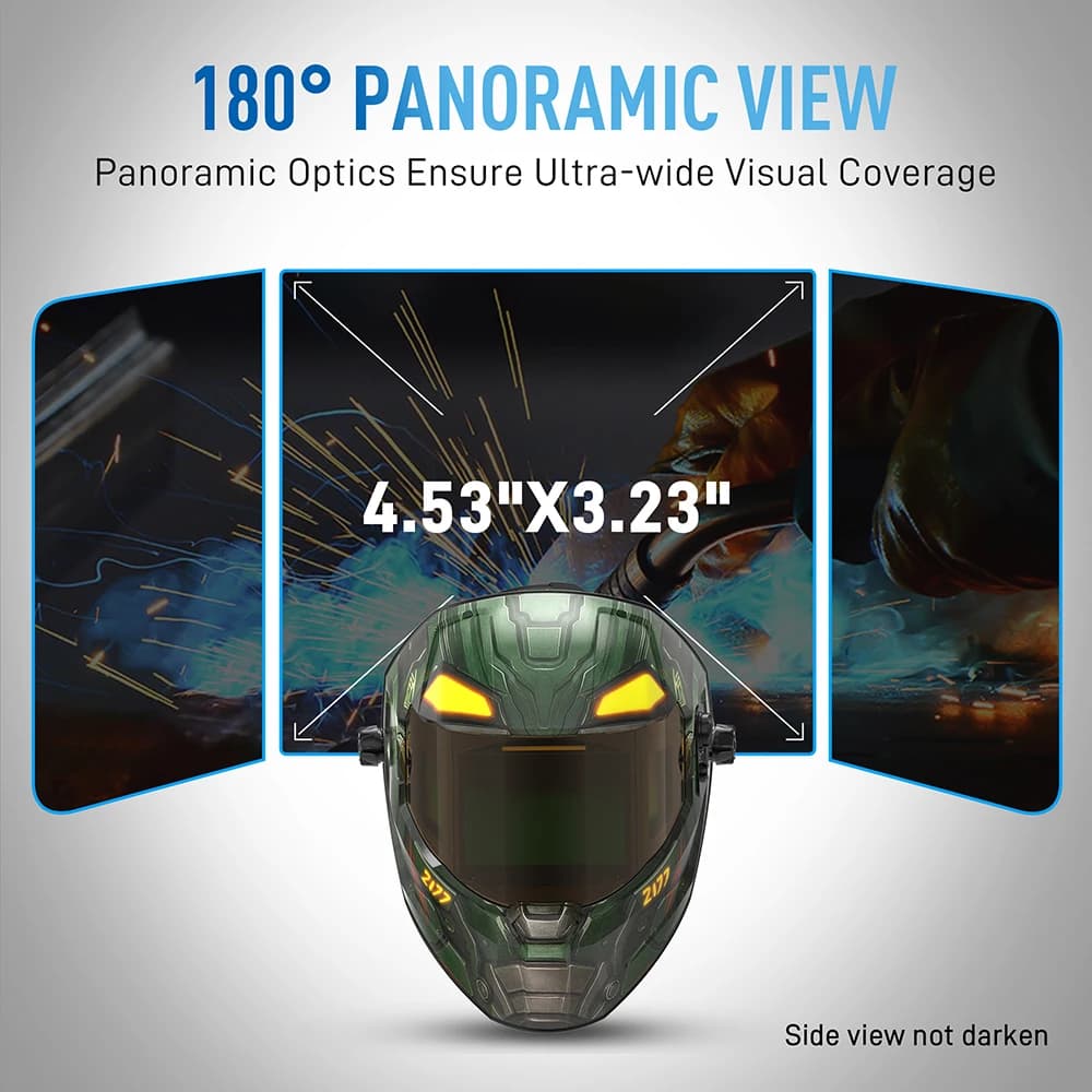 Auto-Darkening Welding Helmet | Panoramic True-Color View | 4-Sensor TIG/MIG/CUT Protection - Thumbnail 2
