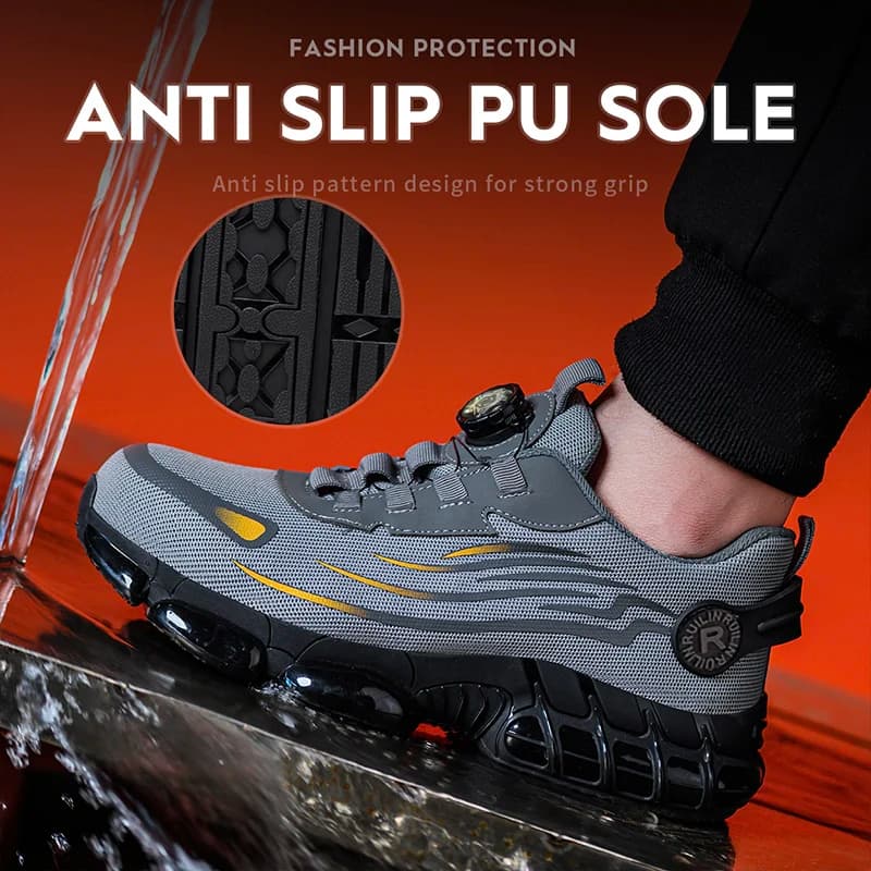 Button Safety Shoes | Men's Anti-Smash Anti-Puncture Sport Design | Security Protective Work Boots - Thumbnail 4