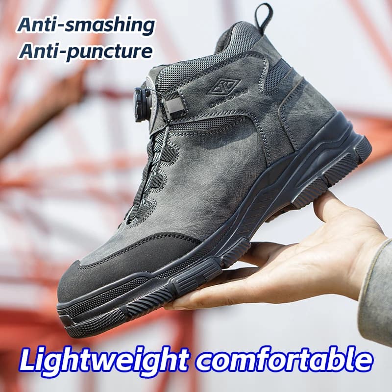 Button Work Boots | Waterproof & Puncture-Proof | New Men's Steel Toe Safety Shoes - Thumbnail 5