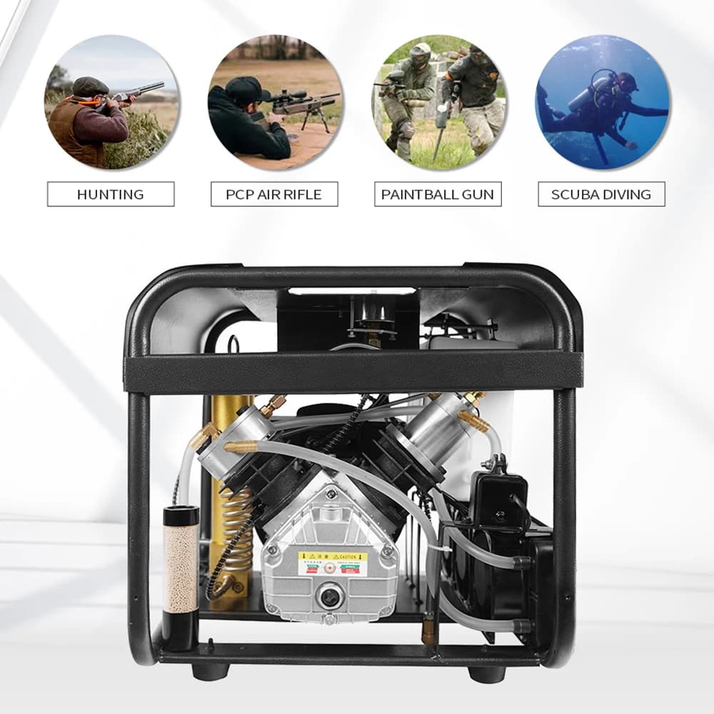 Pressure Air Compressor | 4500PSI 300Bar Auto Stop | Built-in Water Cooling for PCP Rifle - Thumbnail 3