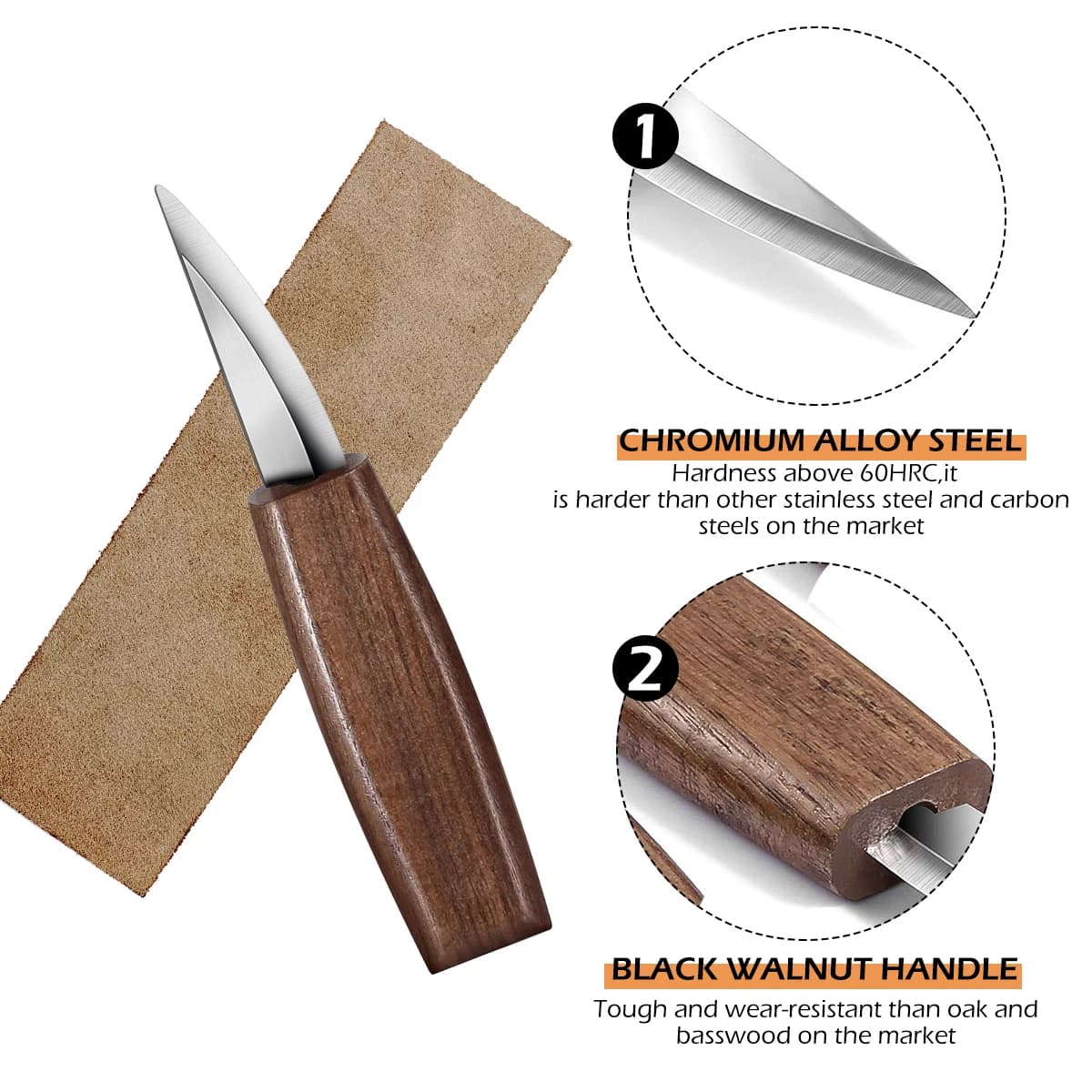 Wood Carving Knife Set | Handcrafted Spoon & Detail Carving Tools | Premium Woodworking Hand Tools - Thumbnail 4