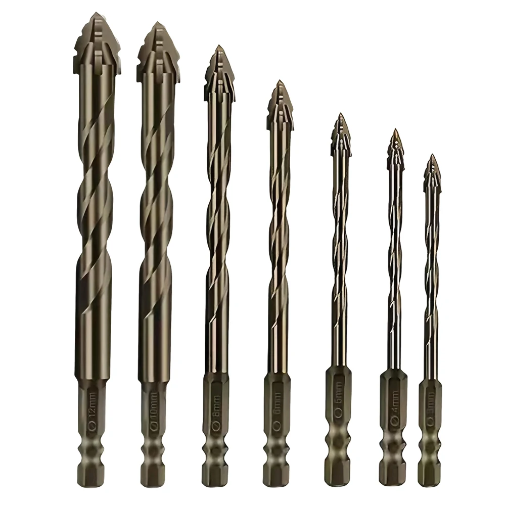 7-Piece Serrated Drill Bit Set | High-Hardness for Glass, Wood & Metal | 3-12mm Sizes - Thumbnail 2