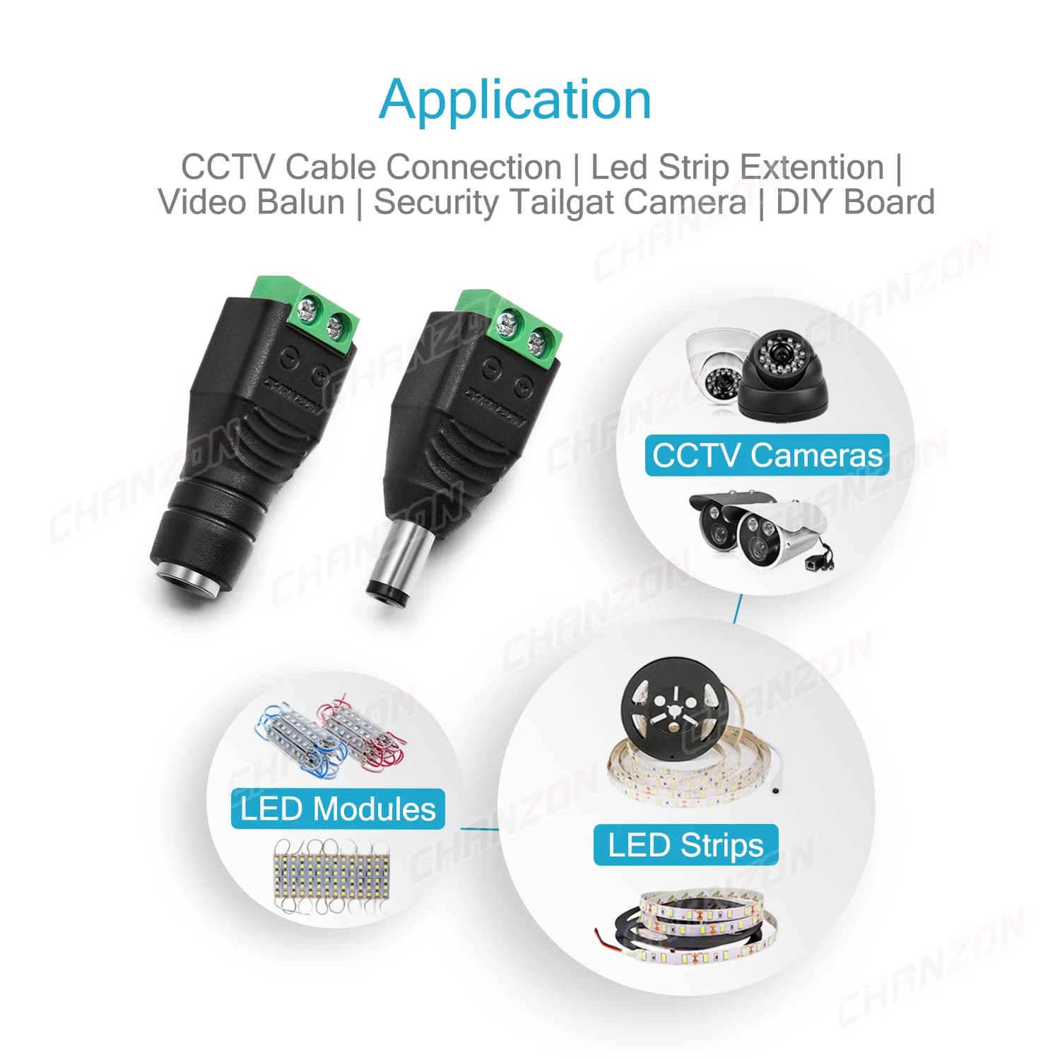 12V DC Power Connector Kit | 2.1x5.5mm Barrel Plugs & Sockets for CCTV & LED Strips - Thumbnail 6