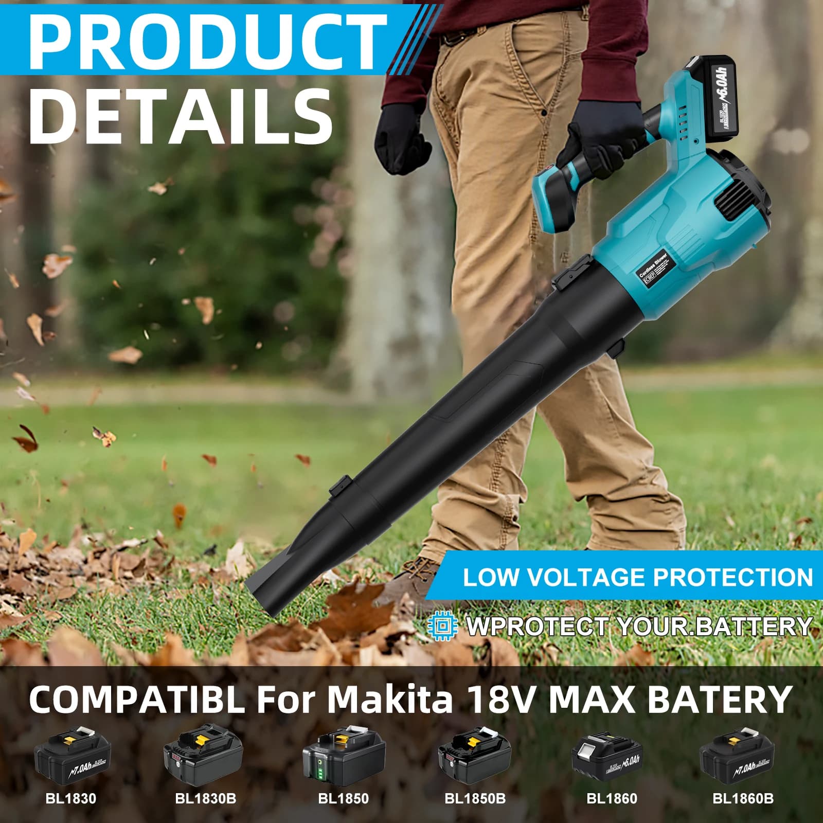 Makita 18V Cordless Leaf Blower | Brushless Motor | High-Velocity Yard Cleanup Tool - Thumbnail 5