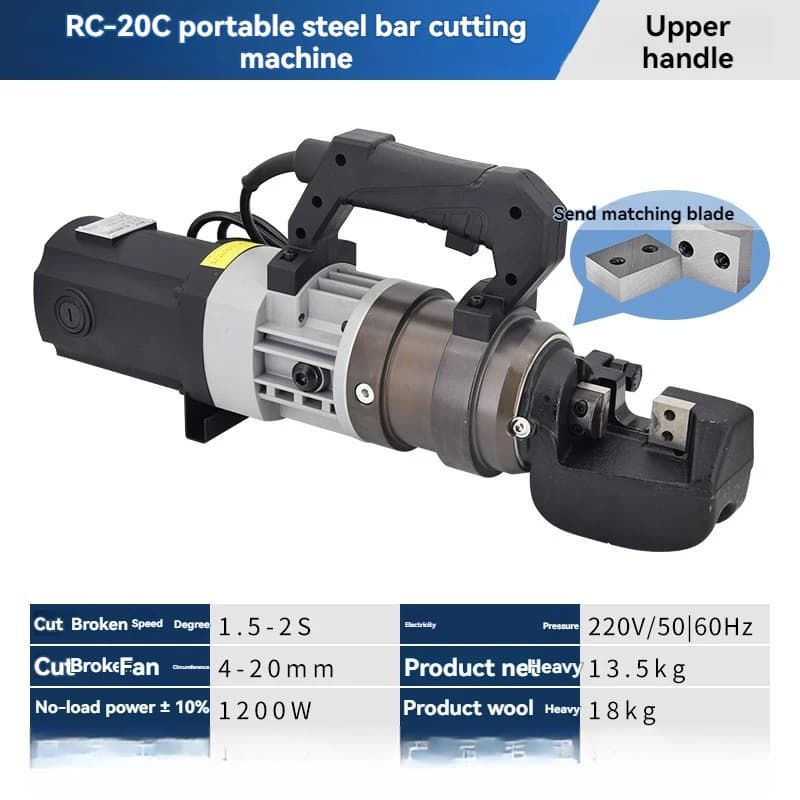 Hydraulic Rebar Bender & Cutter | RC20C-32C Portable Tool | 220V Heavy-Duty Steel Processing - Thumbnail 5