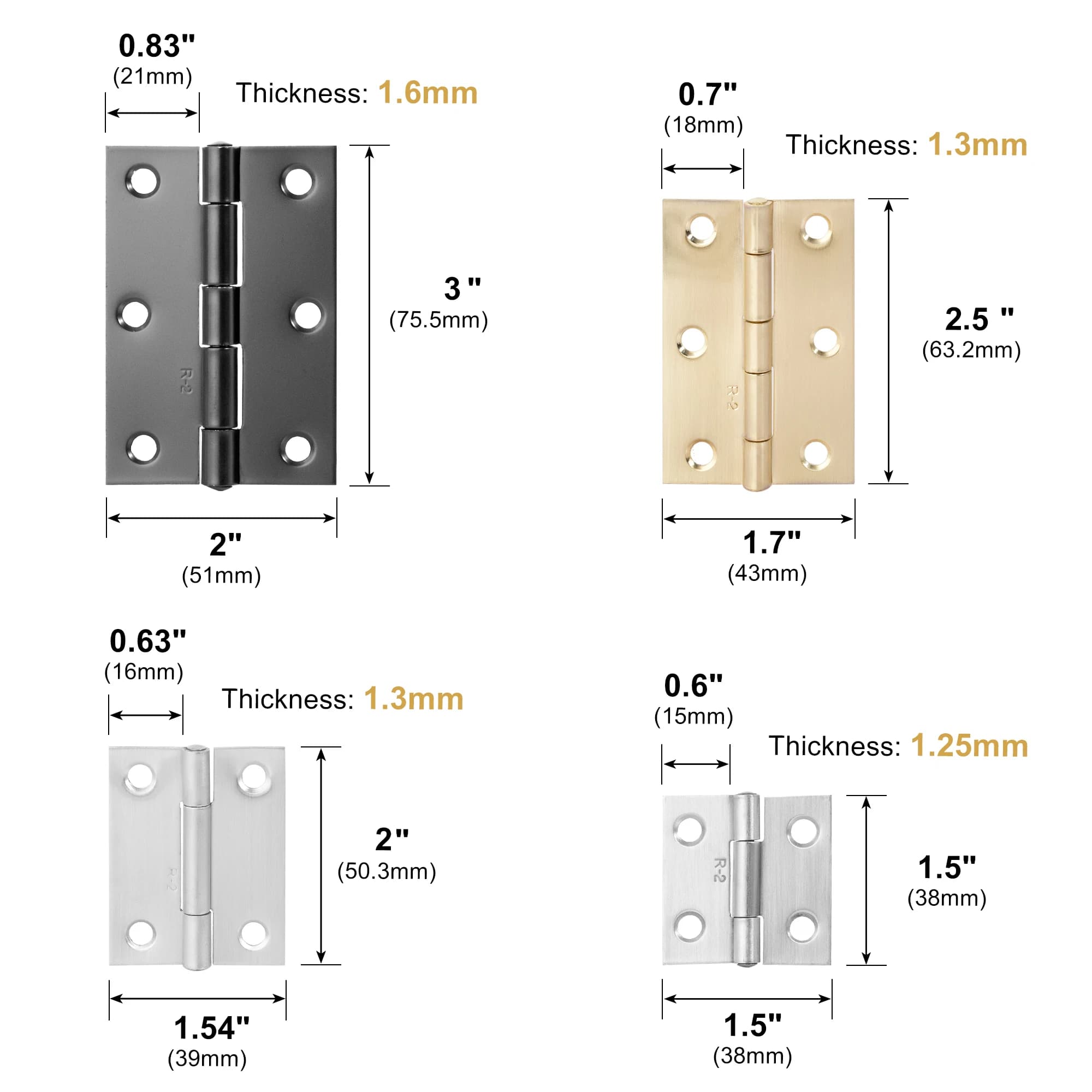 270 Degree Folding Cabinet Door Hinges | 2pcs Stainless Steel Black Finish | Kitchen Cupboard Hardware - Thumbnail 4