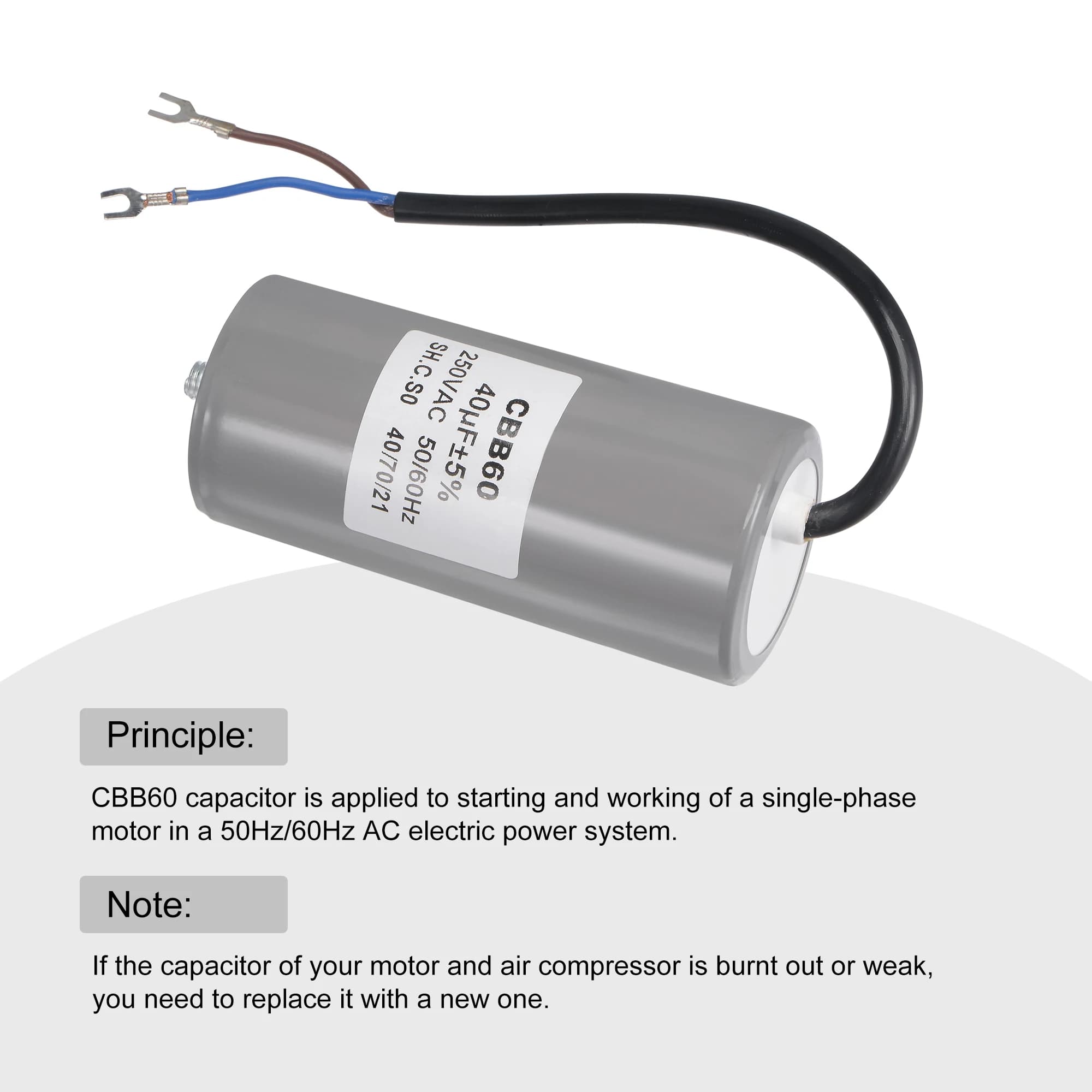 Professional-Grade CBB60 Motor Run Capacitor | 250V AC | 30-50uF | For Air Compressor & Water Pump - Thumbnail 5