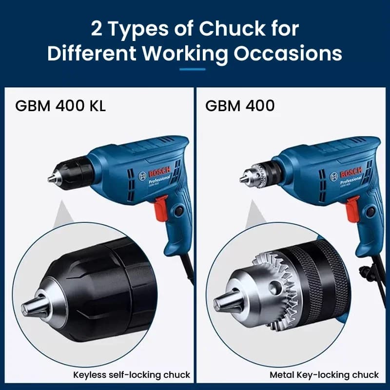 Bosch GBM 400 Rotary Impact Drill | 400W Adjustable Speed | For Wood & Metal Drilling - Thumbnail 2