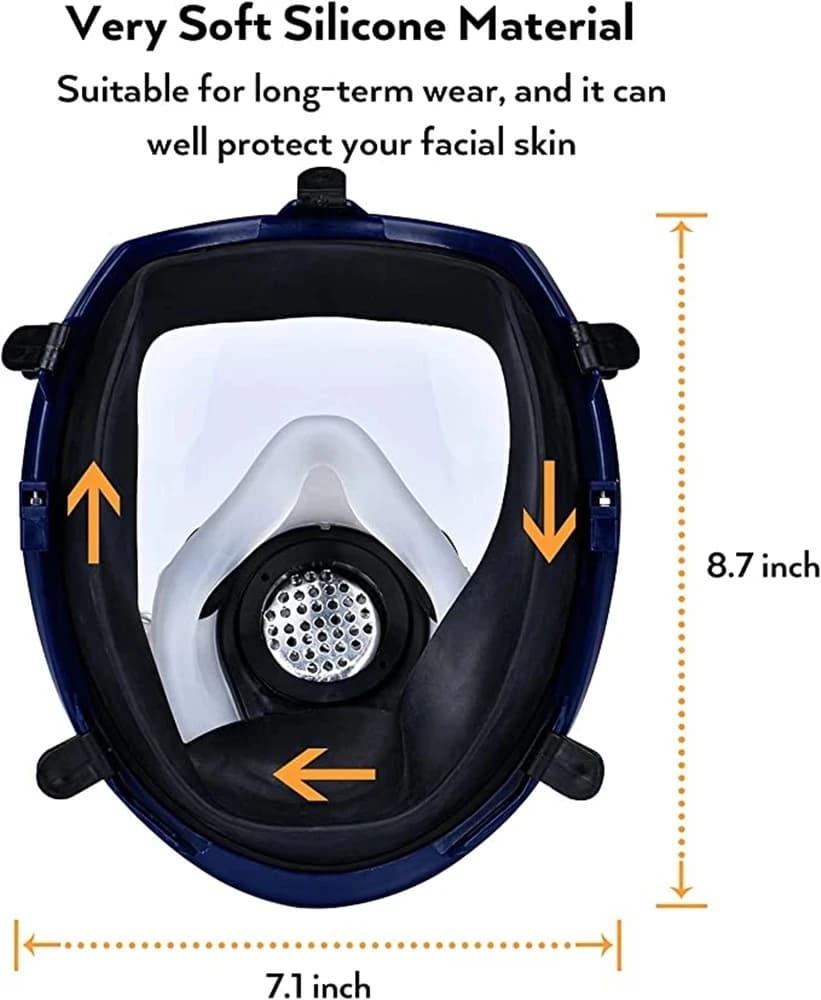 Chemical Gas Mask 6800 Dust Respirator Anti-Fog Full Face Mask Filter For Industrial Acid Gas, Welding Spray Paint Insecticide - Thumbnail 5