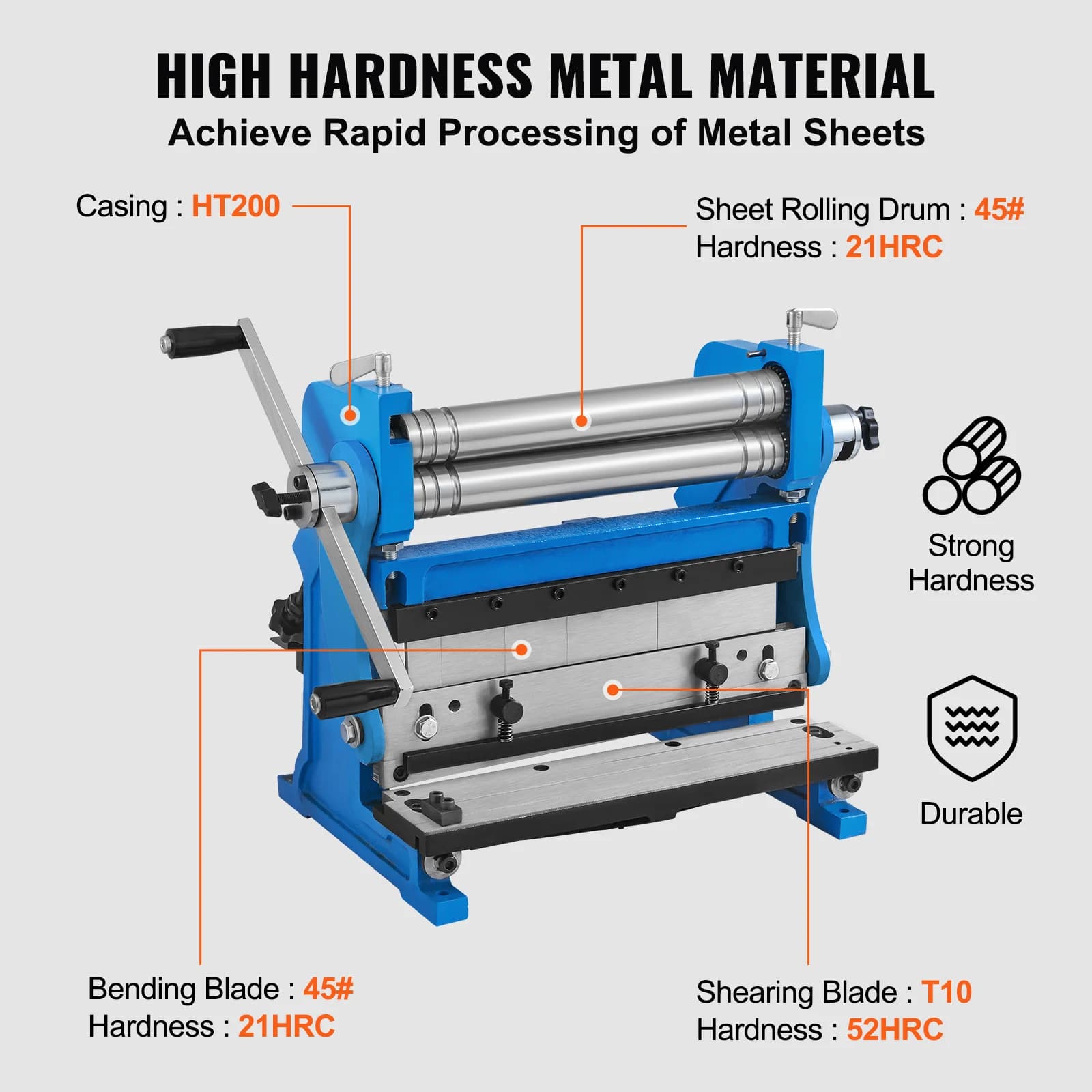12 Sheet Metal Brake | 3-in-1 Shear, Press, Roll | 20-Gauge Capacity - Thumbnail 3
