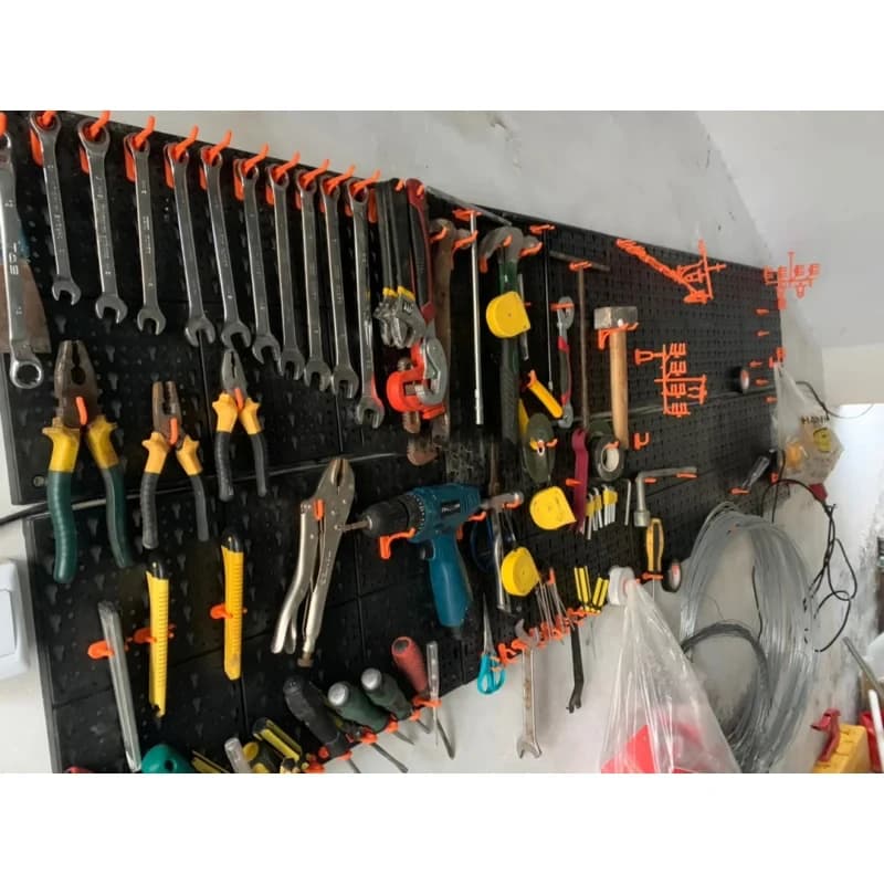 Wall-Mounted Tool Board | Garage Workshop Storage Rack | With Hooks & Parts Box - Thumbnail 3