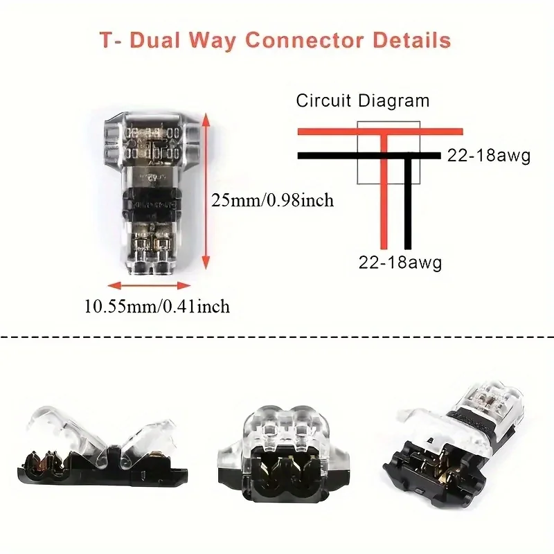 T2 Wire Connectors | No-Solder Quick-Connect Terminals | 5-20 Pack Electrical Kit - Thumbnail 2