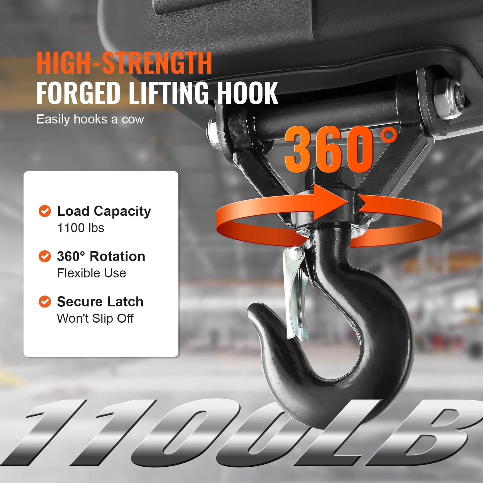 SucceBuy 1100lbs 3-in-1 Electric Hoist Winch Manual/Wired/Wireless 22.9ft Lifting Heigh Overload Protection Portable Power Crane - Thumbnail 6