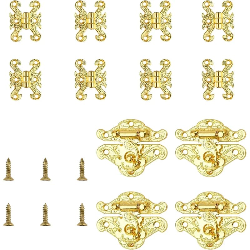 Bronze Box Hardware | Hat-Shaped Lock & Hinge Set | DIY Jewelry Box & Wood Storage - Thumbnail 3