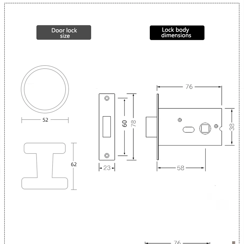 One-Way Door Lock Handle Set | Zinc Alloy Irreversible Lock | Black Crystal & Brushed Gold Finish - Thumbnail 4