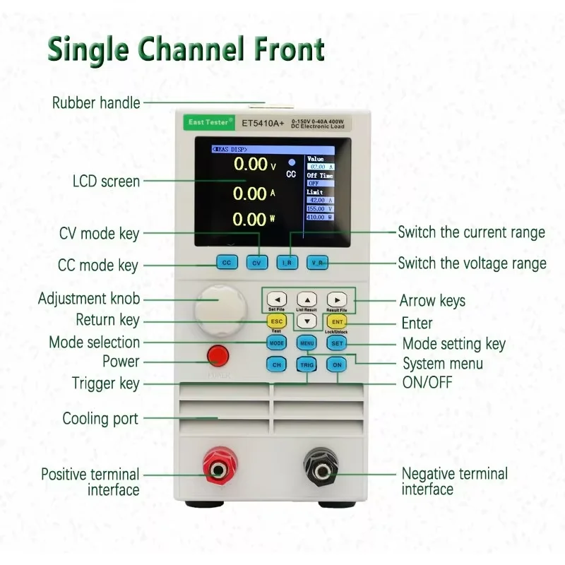 ET5410A+ Programmable DC Electronic Load | 150V/40A/400W Battery Tester with RS485 & PC Software - Thumbnail 3