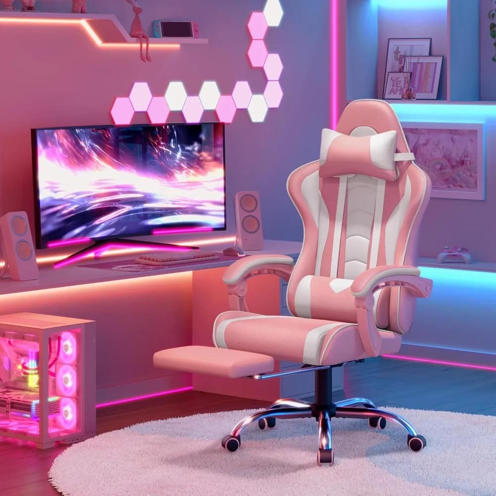 Game Chair with Massage | Ergonomic Computer Chair | Adjustable Height & Footrest Support - Thumbnail 3