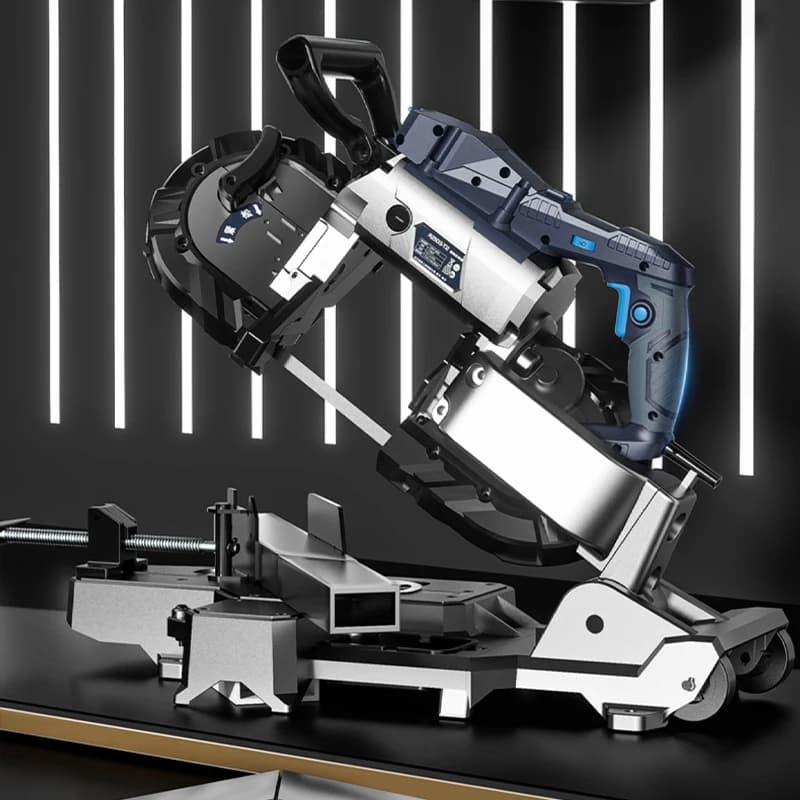 R2103 Portable Multifunctional Band Saw Machine Handheld Metal Cutting Machine Tool Small Horizontal Saw Machine Stepless Speed - Thumbnail 3