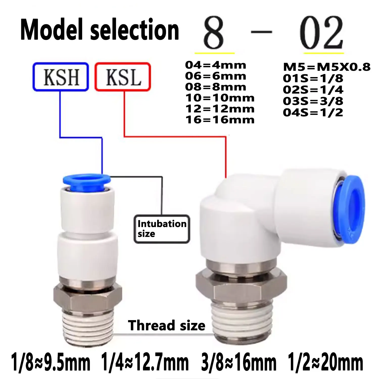 360° Rotary Air Fitting | M5, 1/8, 1/4, 3/8, 1/2 Thread Sizes | 4-12mm Hose - Thumbnail 3