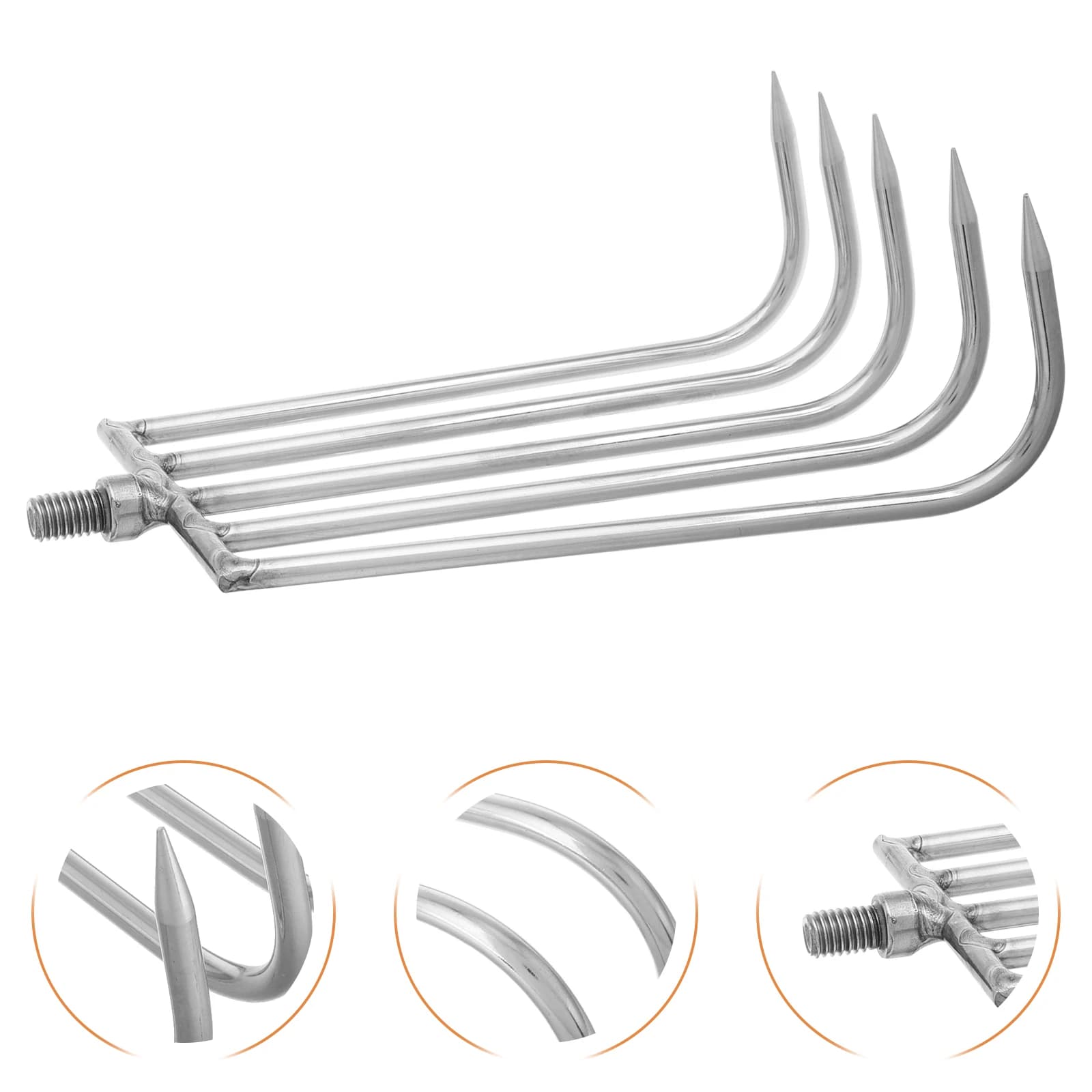 Duty Fishing Rake | Silver Metal Water Plant Tool | For Picking Up Leaves & Grass Clippings - Thumbnail 5