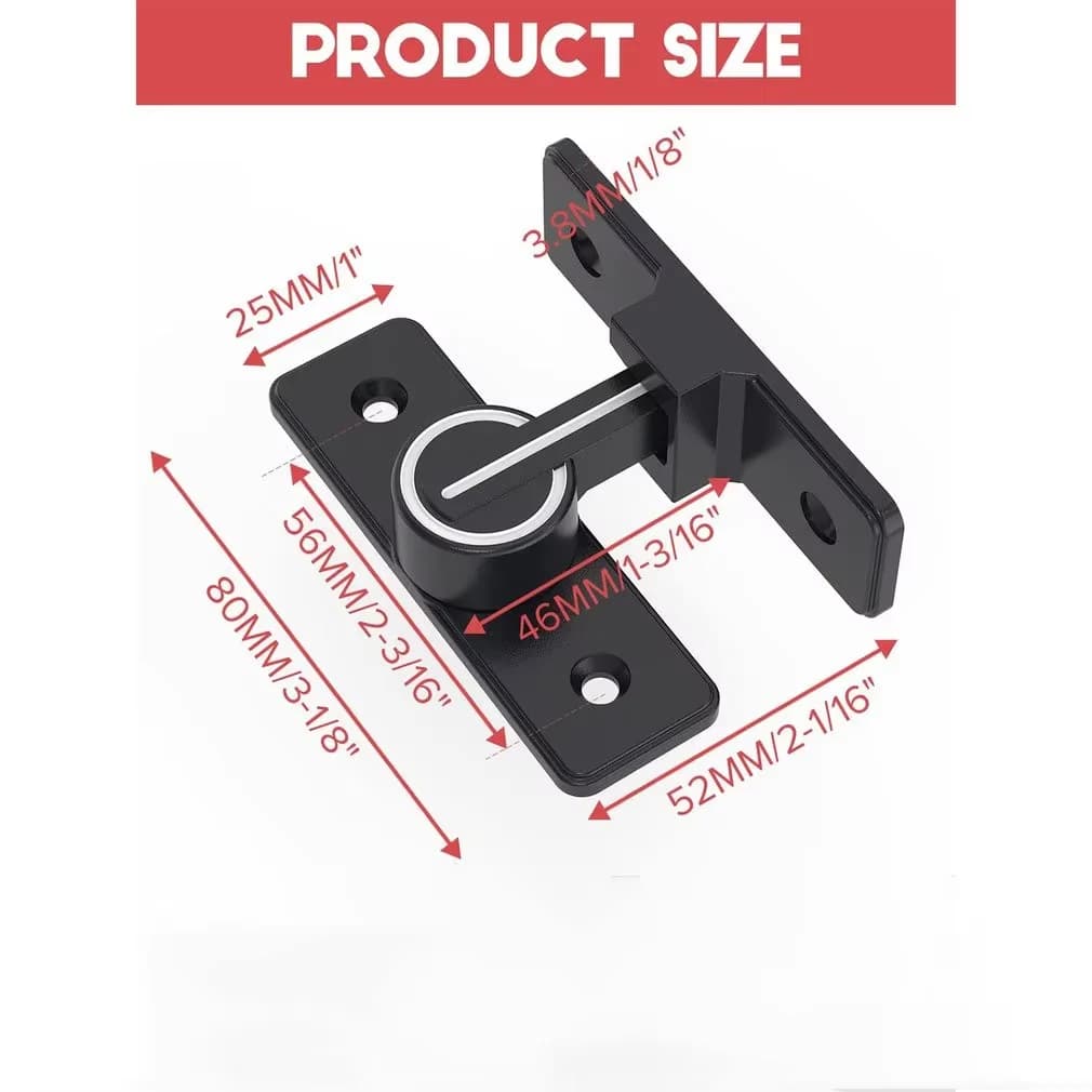 Heavy-Duty Surface-Mounted Door Bolt | 90-Degree Luminous Latch | Old-Fashioned Room & Door Lock - Thumbnail 6
