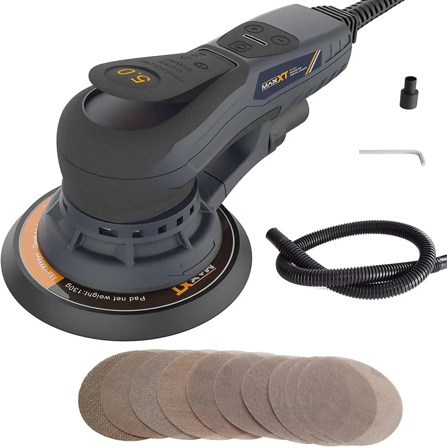 Orbital Sander | 350W Brushless Motor | Wood & Car Body Polisher with 150mm Pads - Thumbnail 5