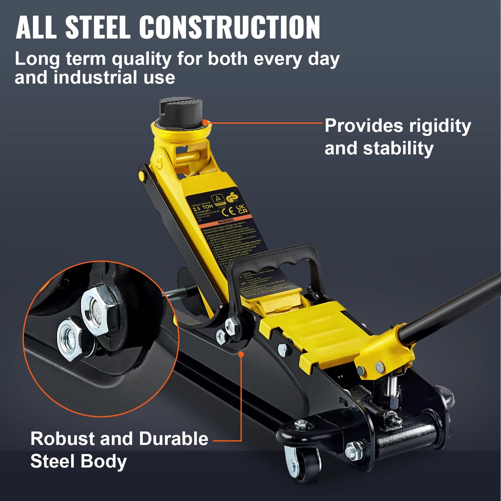 Low-Profile Floor Jack | 2.5-Ton Heavy-Duty Lift | Hydraulic Piston Pump for Racing & Garage - Thumbnail 3