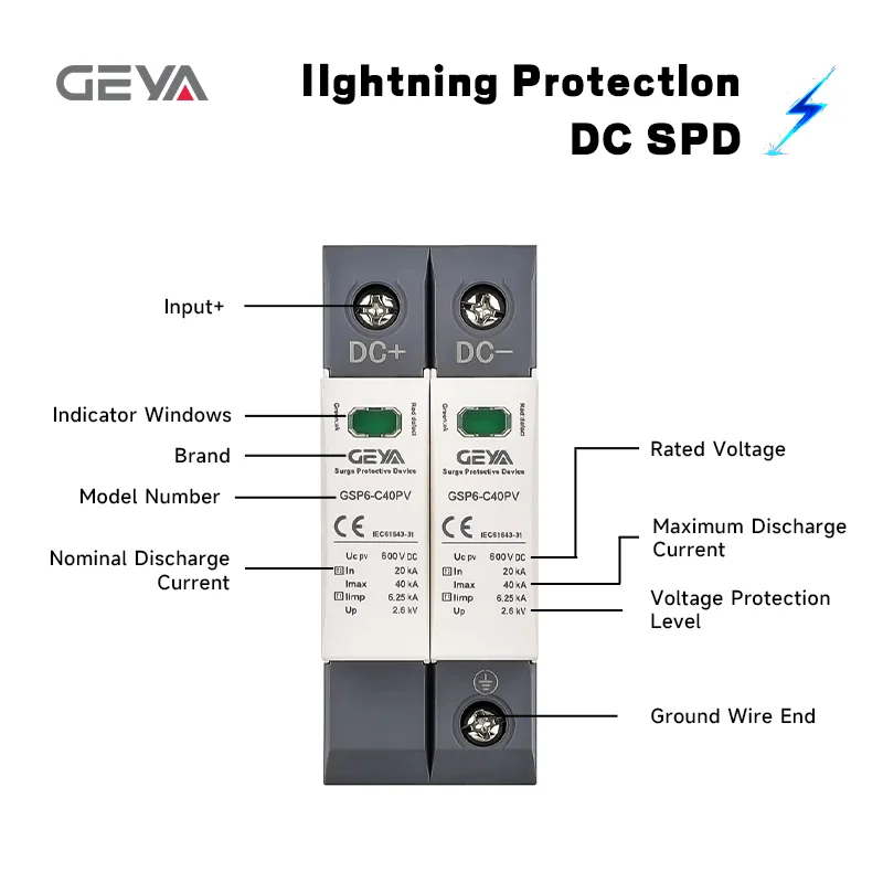 Surge Protection Device | 40KA 600V/1000V AC/DC | 1-4 Pole Low Voltage Home & Panel Arrester - Thumbnail 3