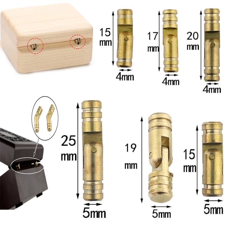 Cabinet Hinges 10-Pack | Brass Cylindrical Hidden Hinges | For Jewelry Box & Premium Furniture - Thumbnail 2