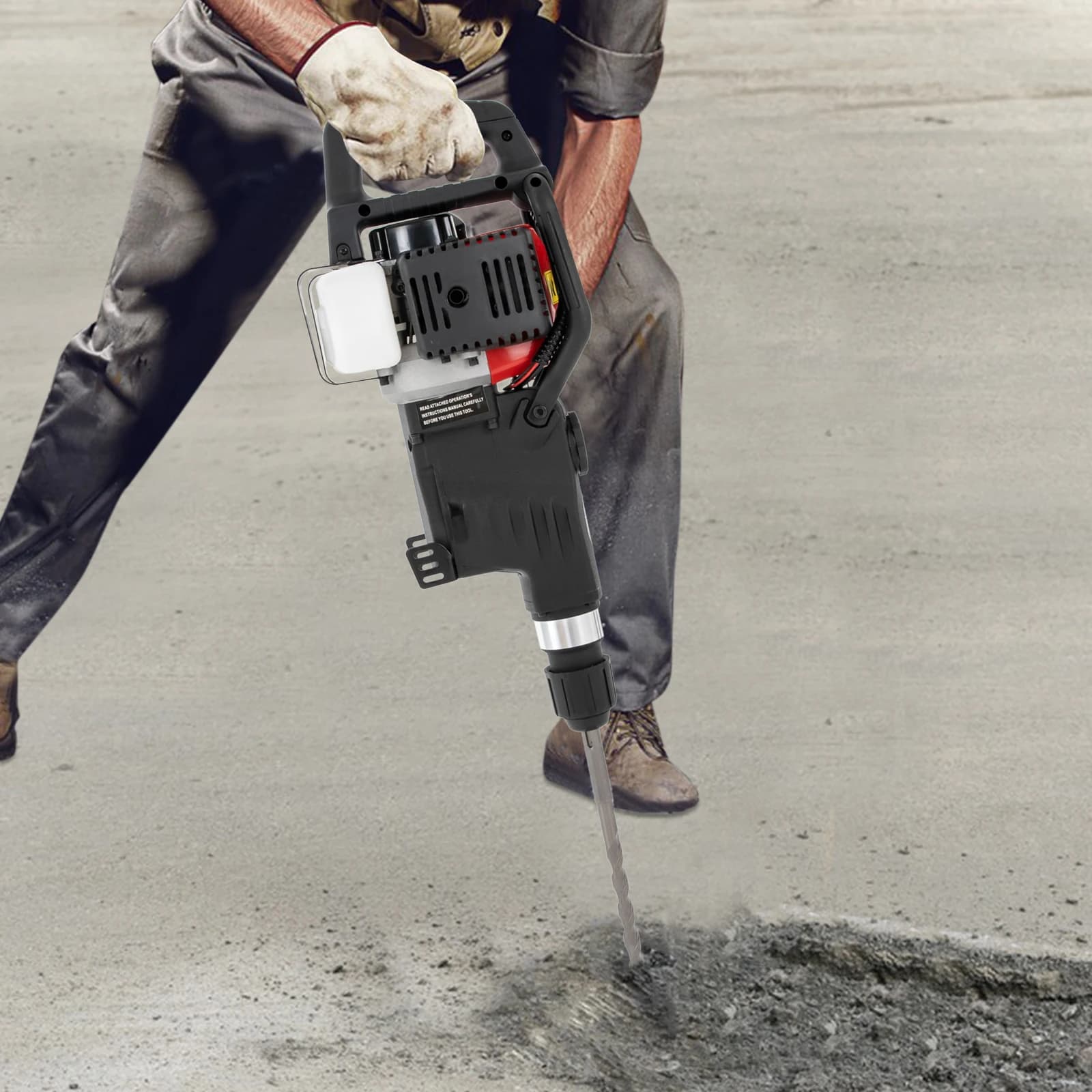 33cc Demolition Jackhammer | 2-Stroke Gas-Powered | Heavy-Duty Drilling & Crushing - Thumbnail 3