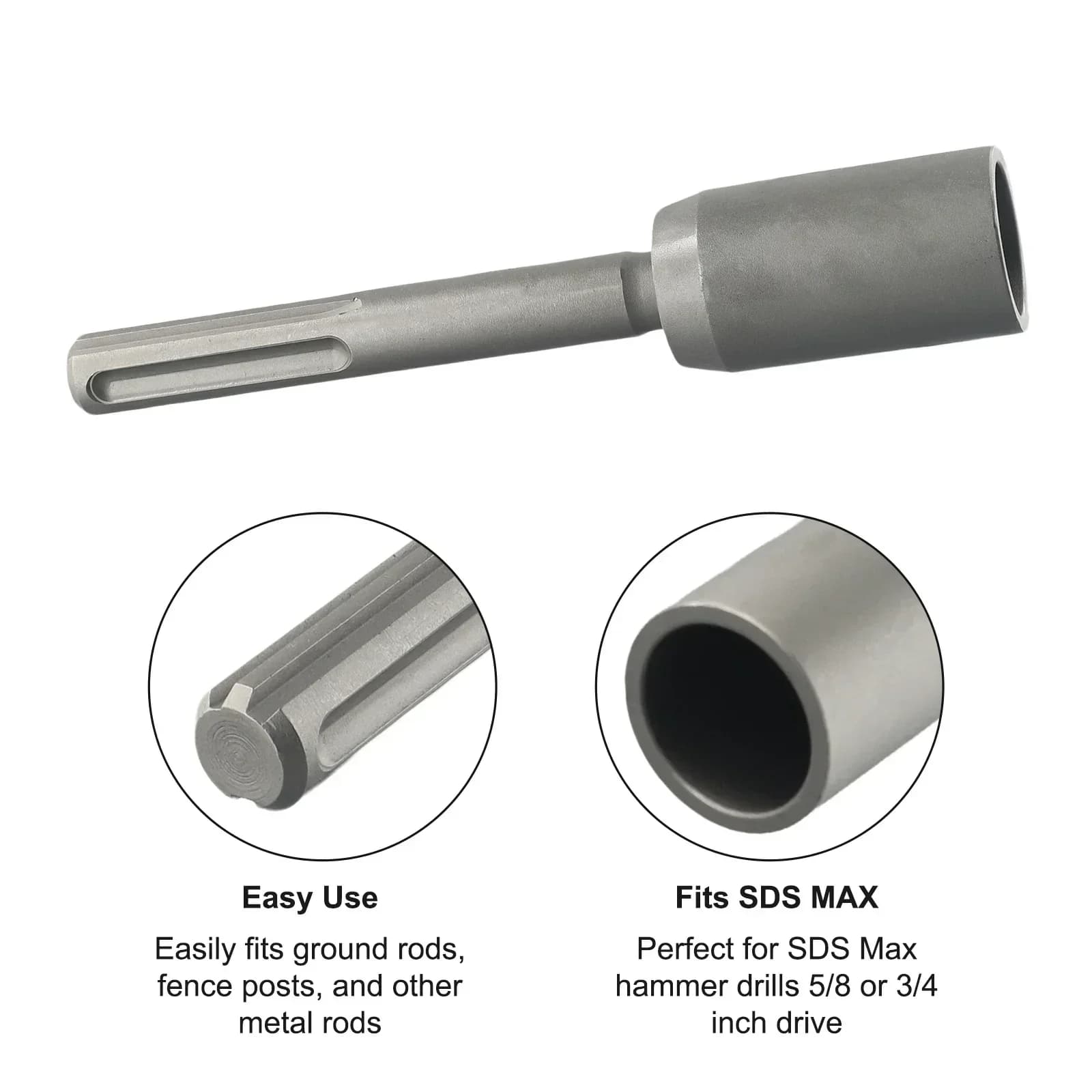MAX Ground Rod Driver Bits | 30-60mm Diameter | Alloy Steel for Piling & Hammer Drills - Thumbnail 3