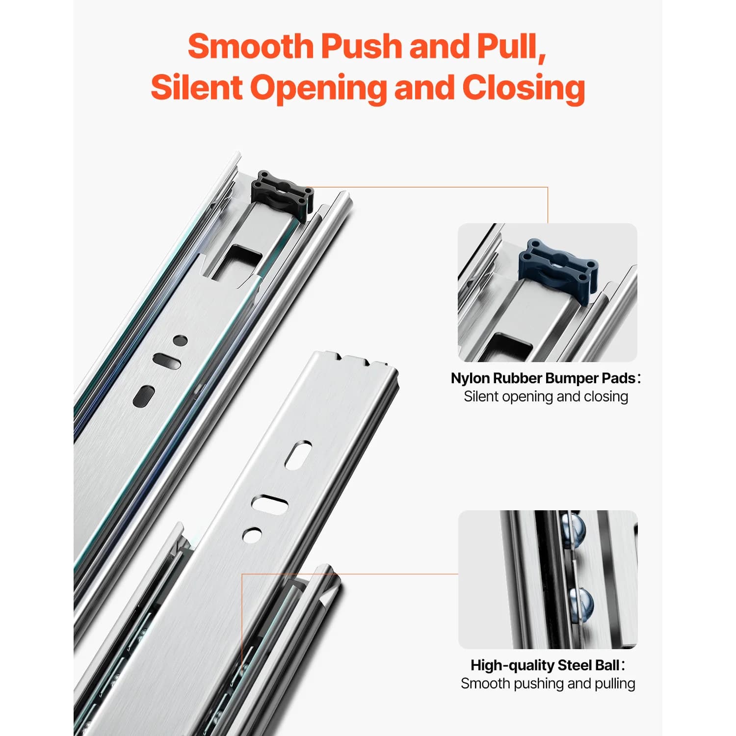Full Extension Drawer Slides | 10-Pair Set | 100lb Heavy-Duty Load | Side Mount Cabinet Rails - Thumbnail 6