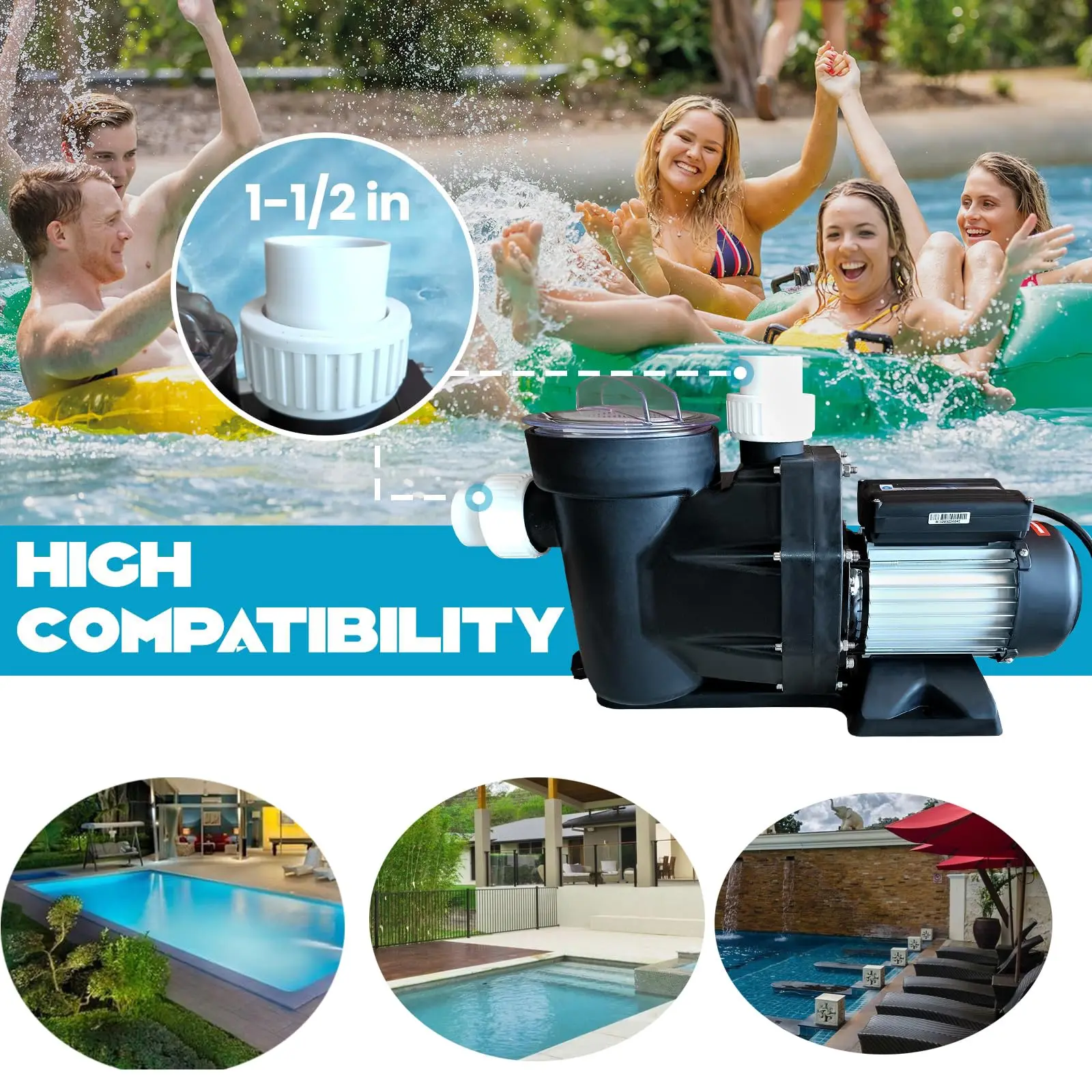 Above Ground Pool Pump | 1.5HP-3.0HP 110V/220V | Copper Motor Swimming Pool Pump - Thumbnail 5