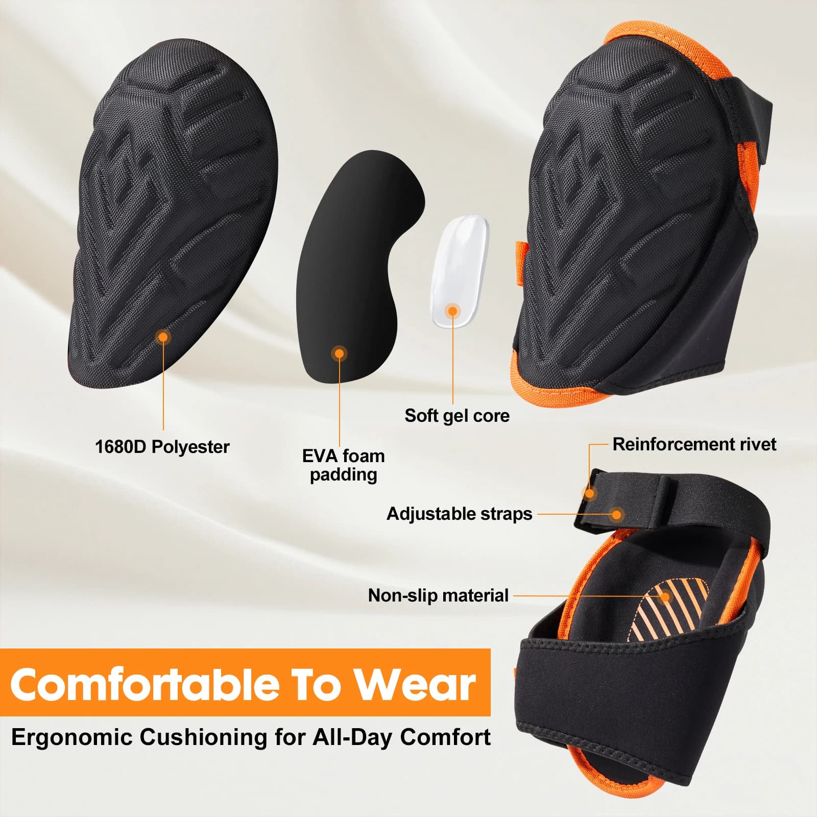 Knee Pads with Gel Cushioning | Heavy-Duty Work Protection for Construction & Carpentry - Thumbnail 3