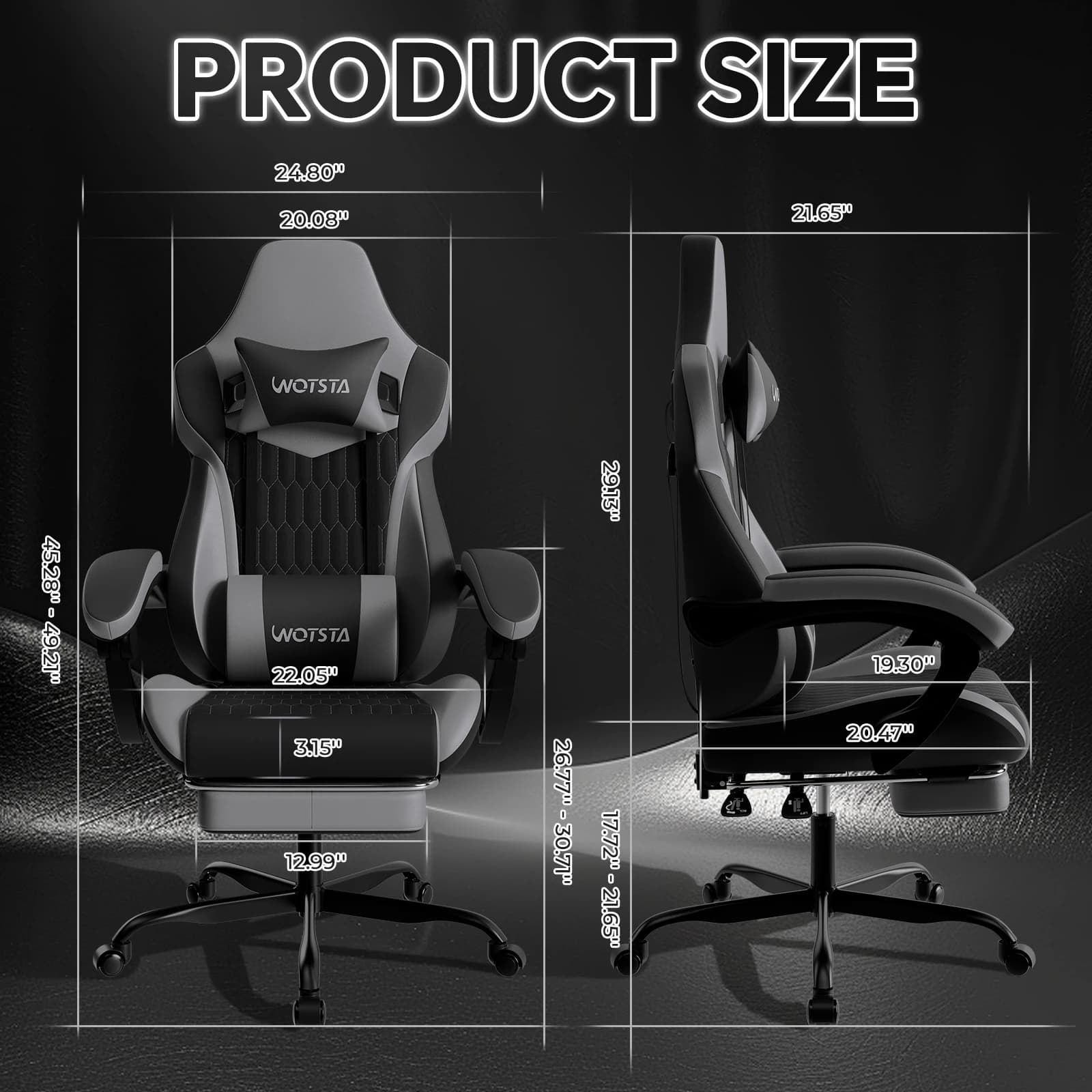 PVC Leather Gaming Chair | Adjustable Headrest & Footrest | Ergonomic Gamer Chair for Long Sessions - Thumbnail 3