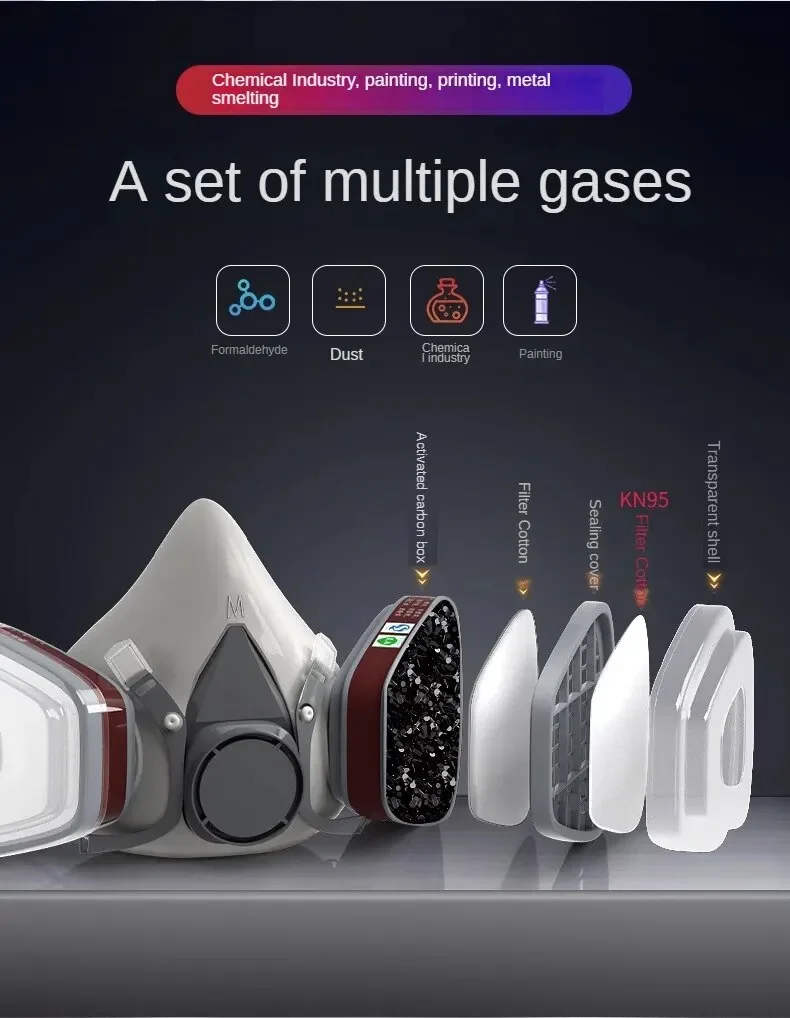 Reusable Half Face Respirator | 6200 Series | For Painting, Spraying & Polishing Safety - Thumbnail 3
