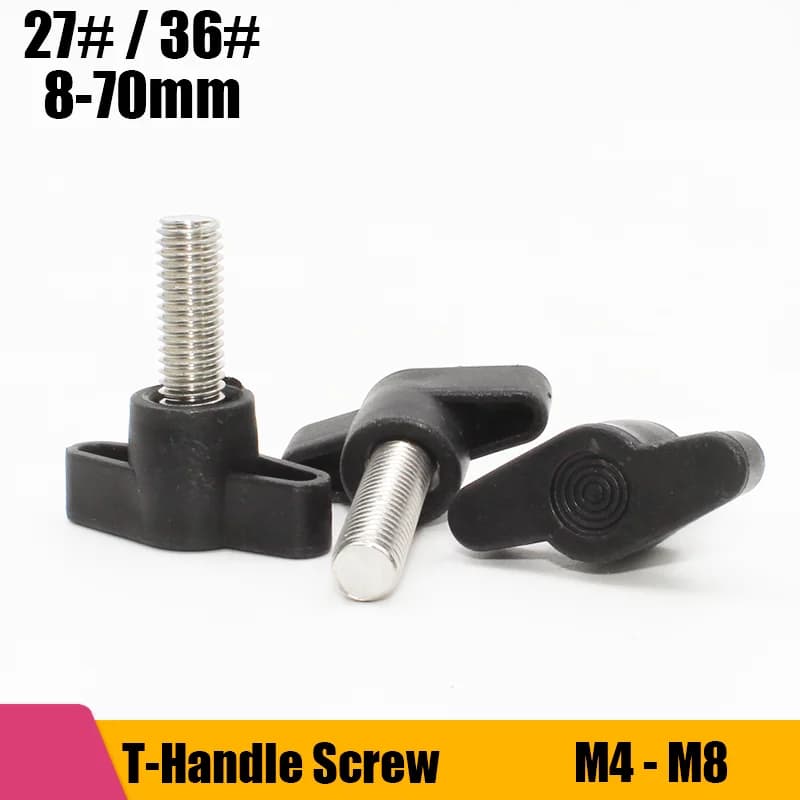 Steel T-Handle Screws | M4 M5 M6 M8 Sizes | Bakelite Hand Knob for Tightening - Thumbnail 2