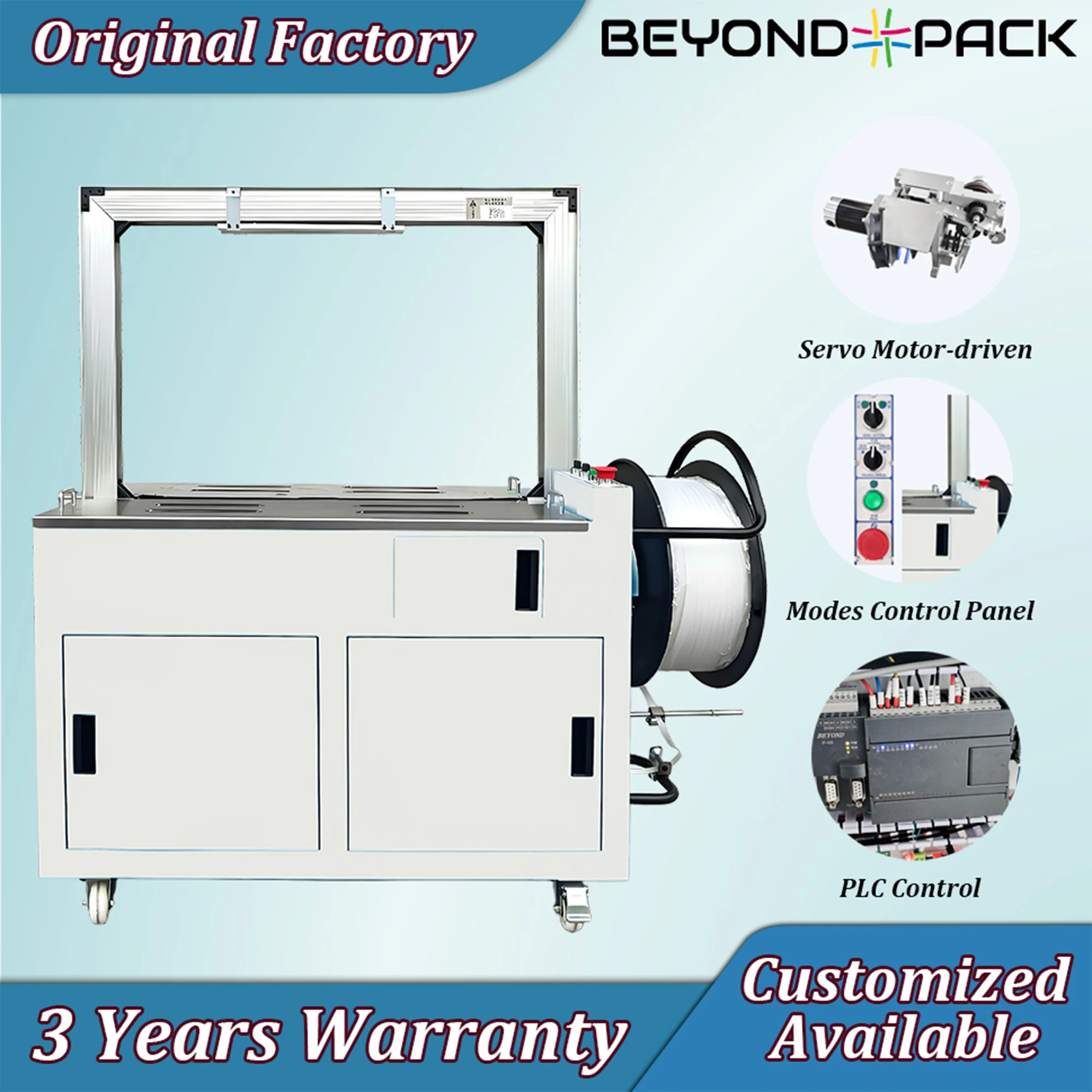 Automatic Strapping Machine | BY-P03 Servo-Driven Baler for PP Tapes & Packaging - Thumbnail 2