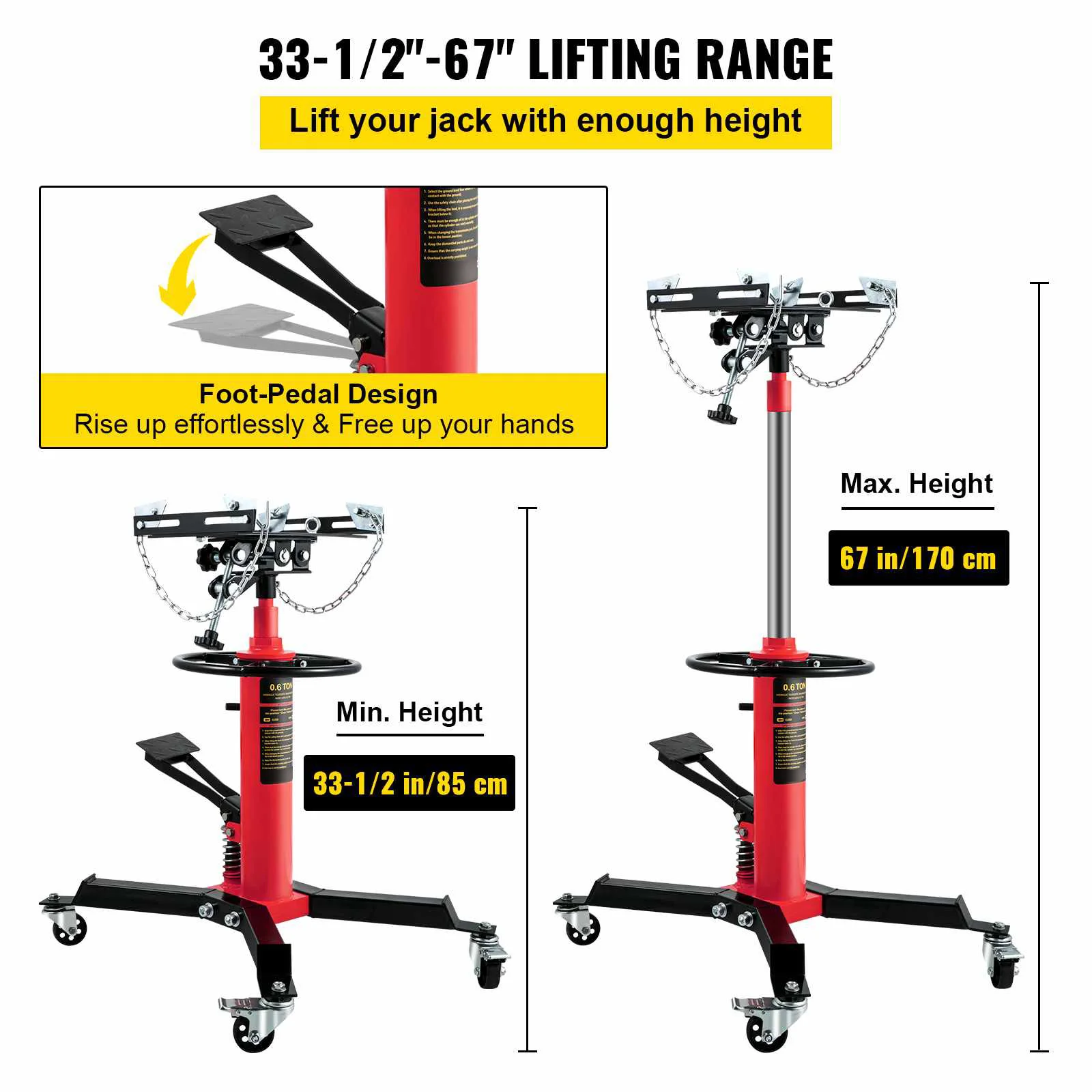 2-Stage Hydraulic Transmission Jack | Heavy-Duty Floor Lift with Foot Pedal for Garage & Shop - Thumbnail 3