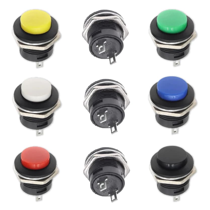 16mm Momentary Push Button Switch | 2-Pin Round Self-Reset | R13-507 Electric Control - Thumbnail 2