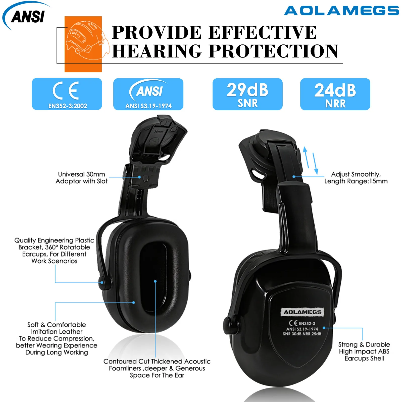 Safety Helmet | Mesh Face Shield & Earmuffs | ABS Brushcutter Trimmer Protective Hat - Thumbnail 5