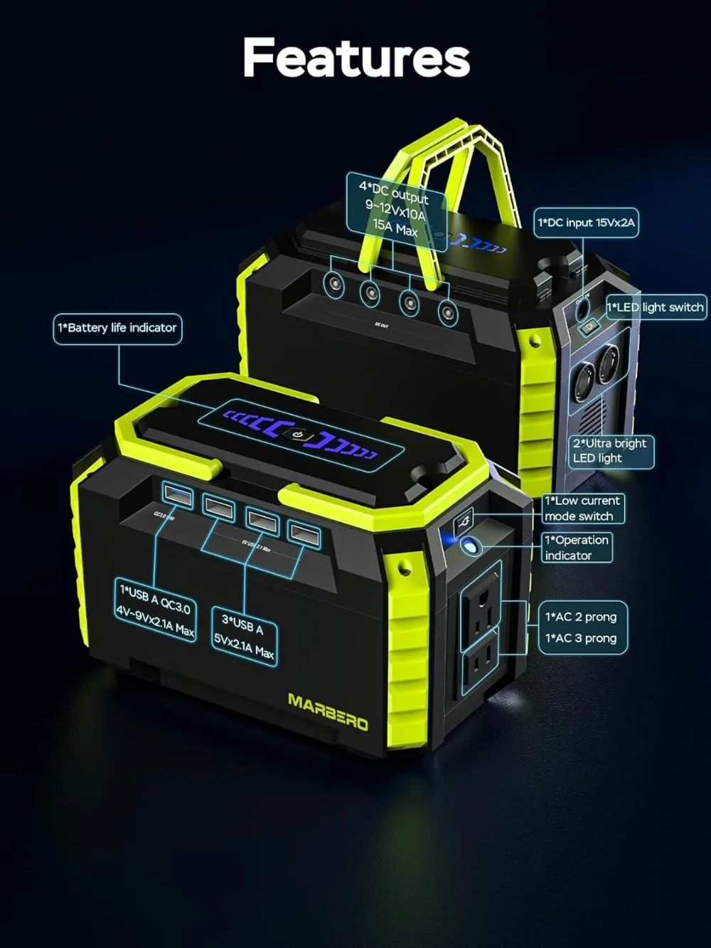 Power Station | 150Wh Solar-Ready Generator | AC Outlet & USB Ports for Camping & Emergency Backup - Thumbnail 6