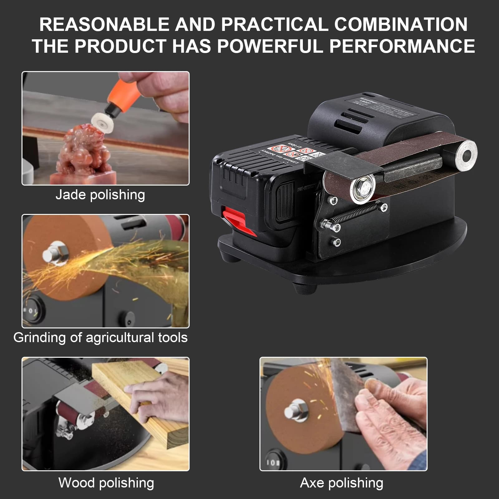 Mini Belt Grinder | Electric Knife Sharpener | DIY Home Polishing Tool - Thumbnail 3