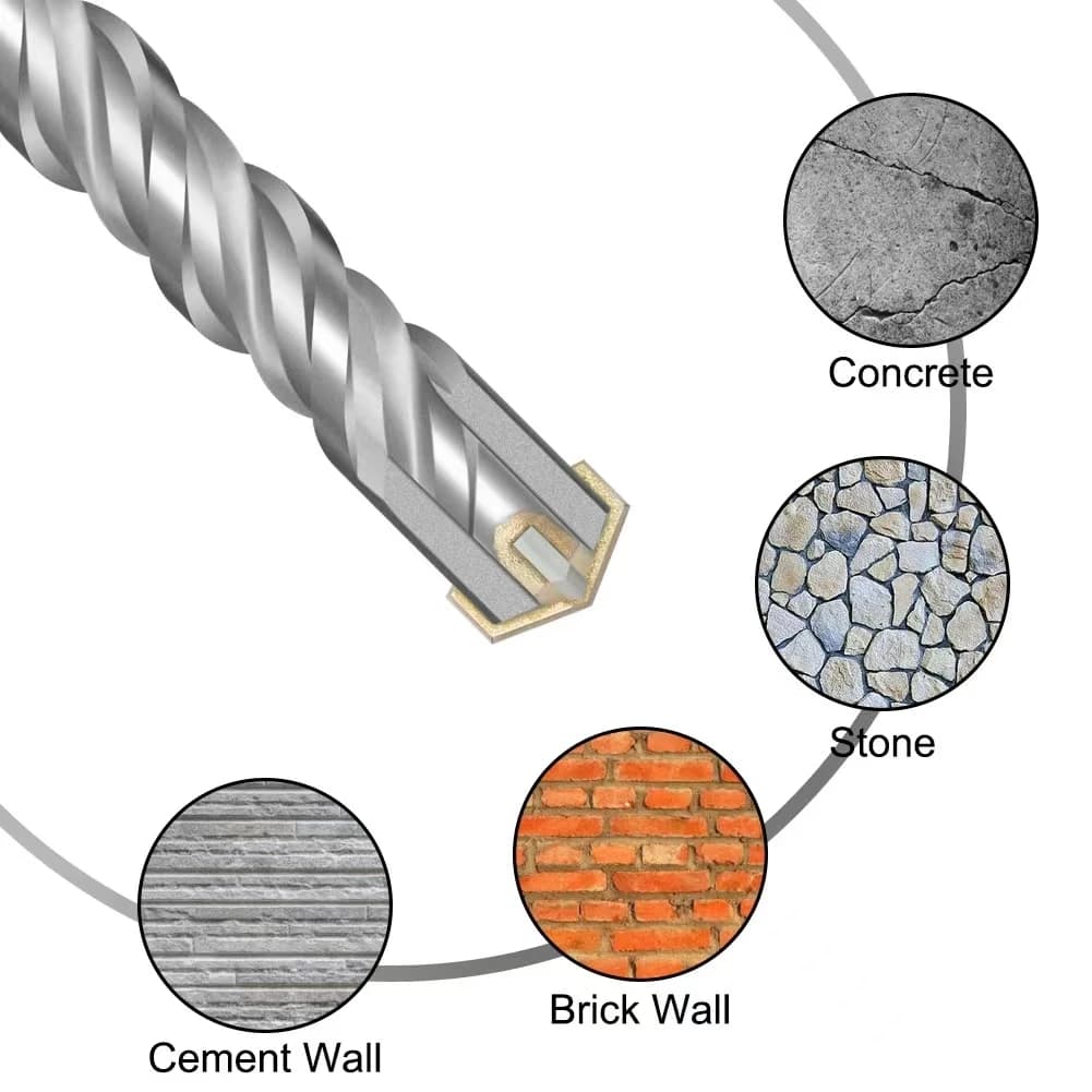 SDS Plus Drill Bits | Cross Cutter & Double Auger Design | 110-500mm Masonry & Concrete - Thumbnail 4