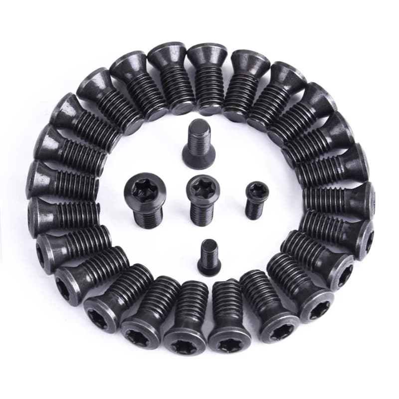 CNC insert Torx screws in metric sizes M2 through M6, designed to replace carbide inserts in CNC lathe tool holders.