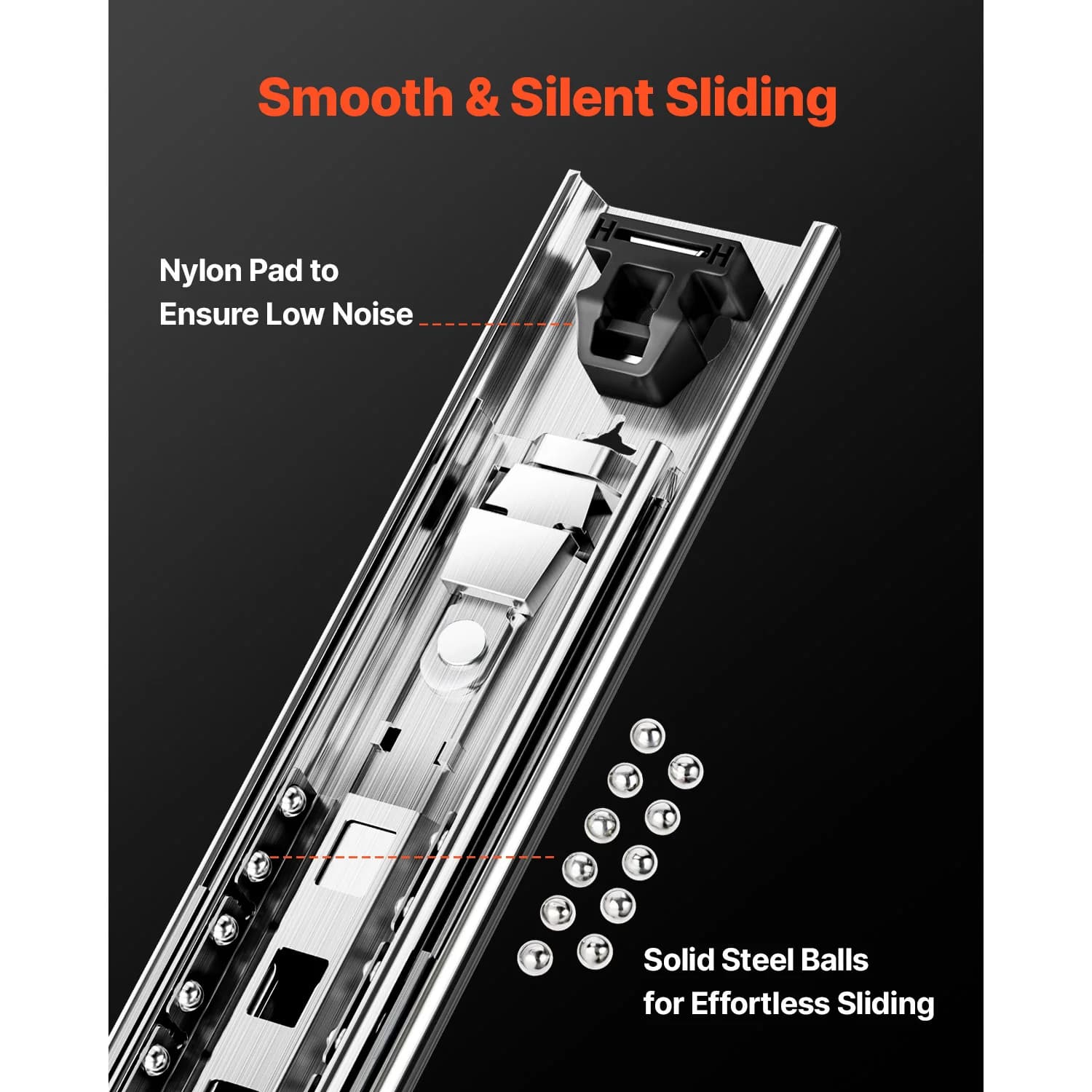 Locking Drawer Slides | 250 lb Load Capacity | Ball Bearing Side Mount | 16-60 Inch Set - Thumbnail 4