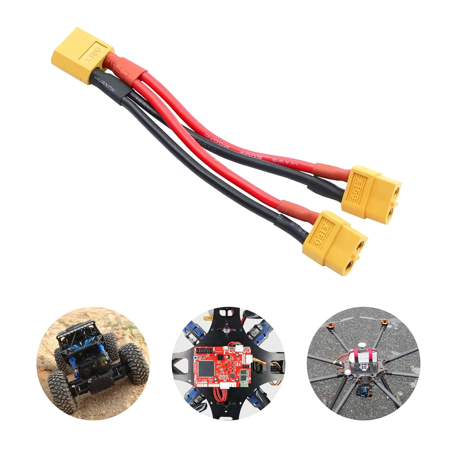 Parallel Battery Adapter | 14AWG Y-Splitter Cable | 10cm for RC Drone & Quadcopter Power - Thumbnail 3