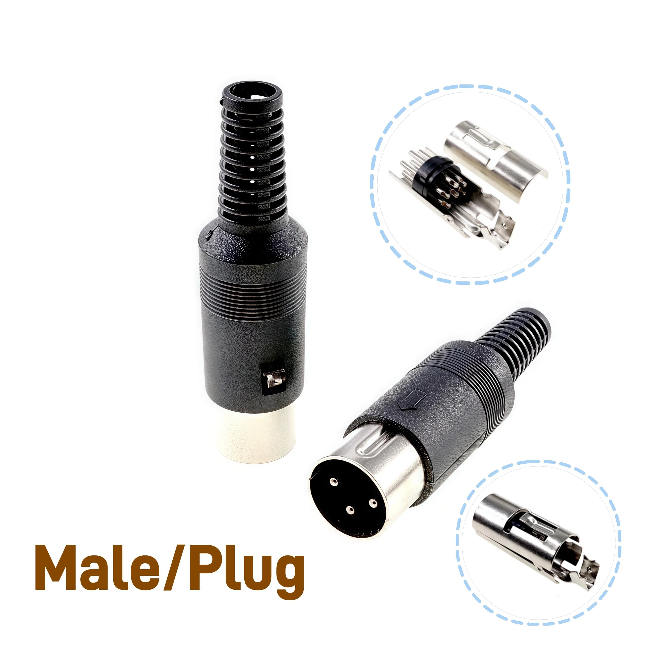 DIN Plug & Socket Connector Set | 3-13 Pin Male/Female Adapters | Durable Plastic Handle for Keyboard & PS2 Cables - Thumbnail 4