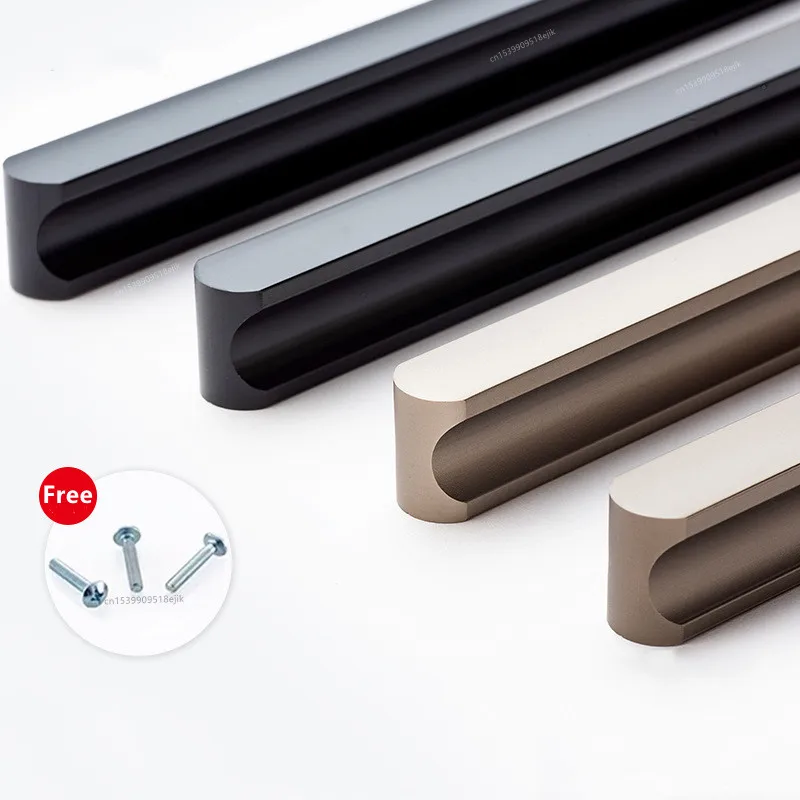 Cabinet Pulls | Champagne Black Aluminum Handles | Long Wardrobe & Kitchen Door Knobs - Thumbnail 2